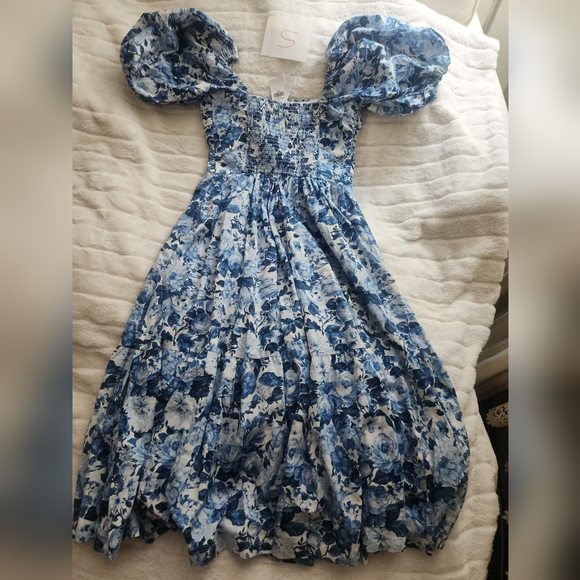NO LOW BALLING!Abercrombie Emerson Floral Poplin Puff Sleeves Midi Dress NWT - Picture 2 of 11